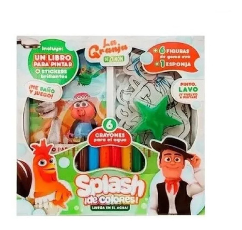 Imagen 1 de 5 de Set La Granja Zenon Crayones Figuras Esponja Playking