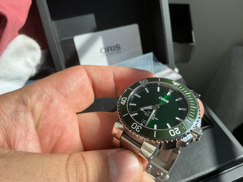 Reloj Oris Aquis Hulk 39mm 0174877104164 Plateado Plateado Verde (Usado)