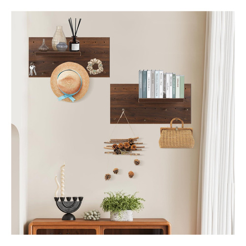 Jodaueueyu Pegboard De Madera Con Estantes Y Ganchos De De