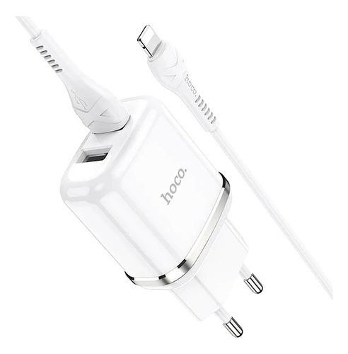 Hoco Set Cargador Casa Dual 2.4a N4 Cable Lightning Blanco