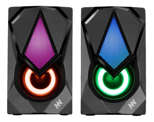 Imagen 2 de 9 de Parlante Gamer Pc 2.0 Newvision Led Rgb Juegos Tv Ps4 Xbox