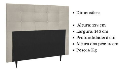 Cabeceira Estofada Cama Box Casal 140 Cm Helena Suede Bege