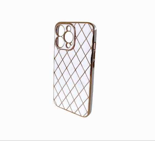 Funda Deluxe Para iPhone 13 Pro Textura Galvaniplastia Color Blanco Geométrico