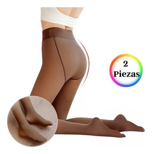 Medias Termicas Malla Afelpada Leggins Traslucidas Moda Dama