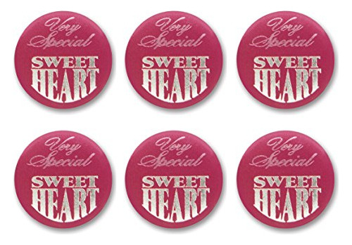 Beistle Very Special Sweetheart Satin Button, 2  , 6 Botones