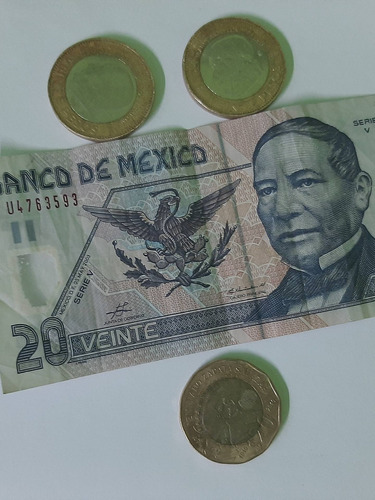 1 Billete Y 3 Monedas De 20pesos