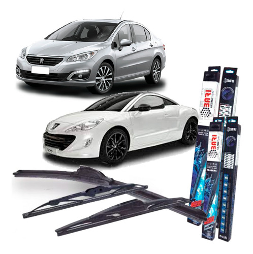 Kit 2 Escobilla Aerodinám P/ Peugeot 408 10/17 Rcz 11/15 2u