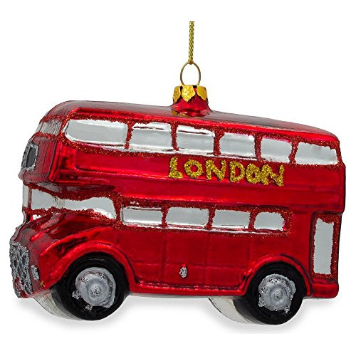 Londres Vidrio Doble Decker Bus Ornamentos De Navidad