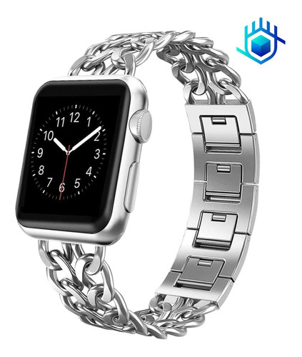 Imagen 1 de 10 de Correa Extensible Cadena + Mica Para Apple Watch Metal Lujo