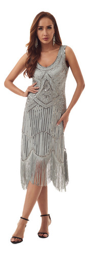Vintage Light Luxury Sequin Evening Dress Tassed Dress