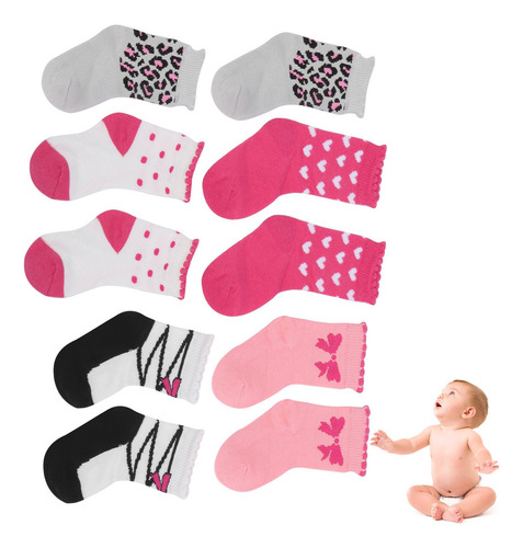 5 Pares De Algodón Multicolor Recién Nacido Bebé Bebé Niño N