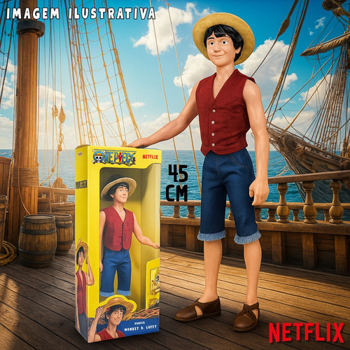 Boneco Monkey D. Luffy One Piece Netflix 45cm Articulado