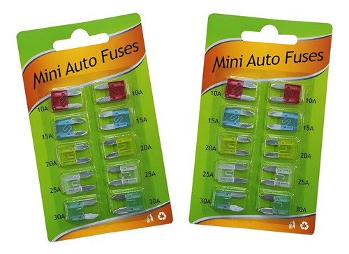 Kit Fusivel Mini Automotivo De Lâmina Para Veiculos 20 Peças