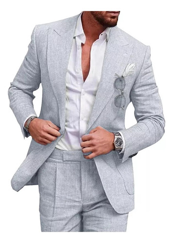 Traje Grande De Lino Con 1 Botón, Juego De 2