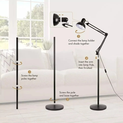 Imagen 5 de 8 de Lampara De Pie Flexible Varias Posiciones 40w 1.85mt Seisa