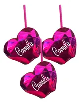 Comprar 3 Vaso Corazón Fiusha Despedida De Soltera Personalizado
