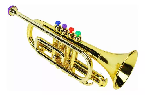 Juguete De Trompeta Para Niños, Dorado, 4 Llaves De Colores