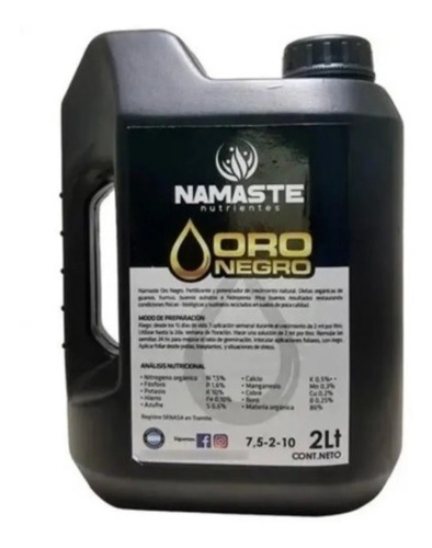 Namaste Oro Negro 2 Litros Cultivo Vege