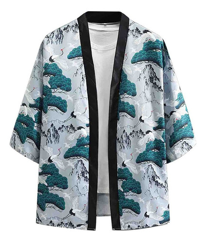 Printed Kimono Chamarra De Punto For Hombre Camisa Japonesa
