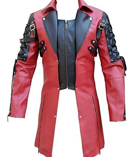 Chaqueta - Olly And Ally Mens Pu Leather Goth Matrix Trench 