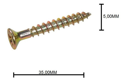 Parafuso Madeira Chipboard Chata Ph 5,0 X 35 Bc - 500 Peças.