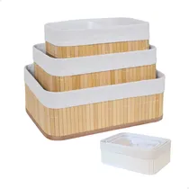 Comprar Kit 3 Cestos Organizadores Bambu Multiuso Com Forro Modular