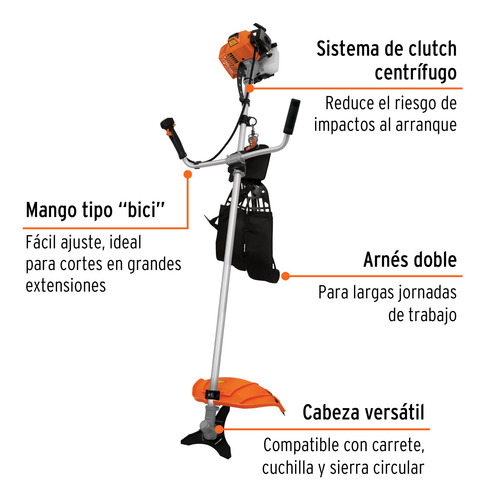 Desmalezadora A Gasolina 63 Cc, Mango 17 , Truper 12671