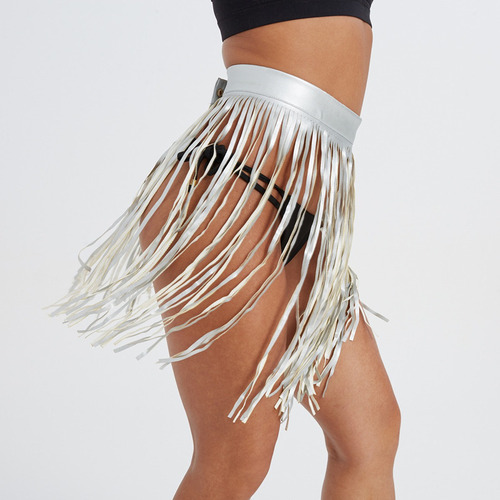 Fringe Samba Borla Cuero Cinturón Largo Falda Hippie Boho