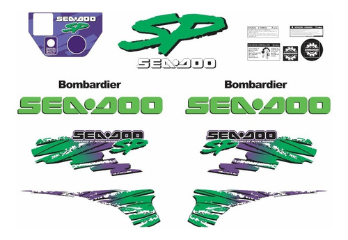 Kit Adesivos Jet Ski Seadoo Bombardier Verde Ca-14741