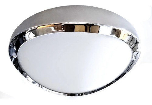 Plafon Oval Cromo Moderno Berlin 2 Luces Rosca 40cm Apto Led