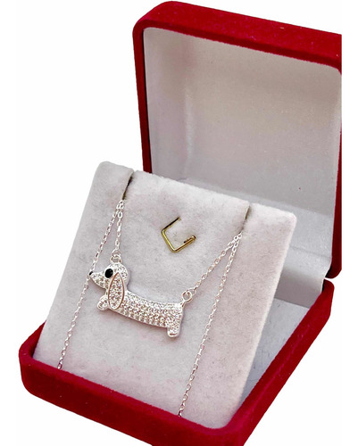 Collar Choker ,con Dije Perro Salchicha En Plata.