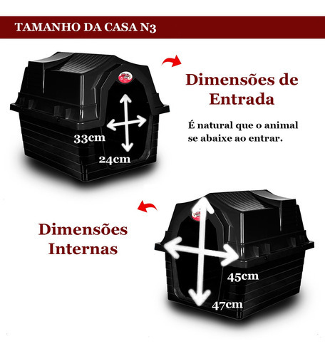 Casa Casinha De Cachorro Médio Nº3 Casa Plástica Desmontável Cor Preto