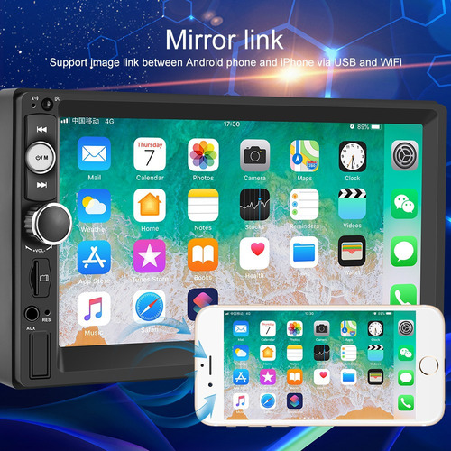2 Din 7'' Radio Estéreo De Coche Fm Mirrorlink Carplay