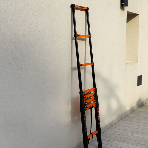 Escalera Extensible Telescopica 5,1m Acero + Carbono Liviana Negro