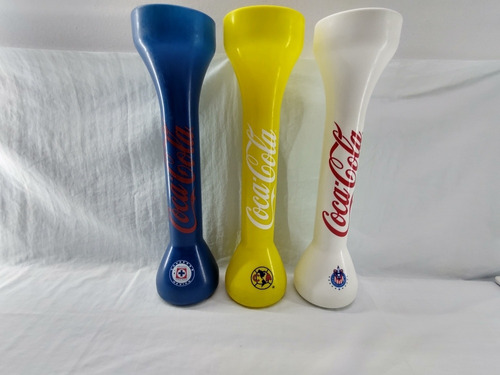 Vaso Yardas Plástico Coca Cola Souvenir De Equipos 3 Piesas