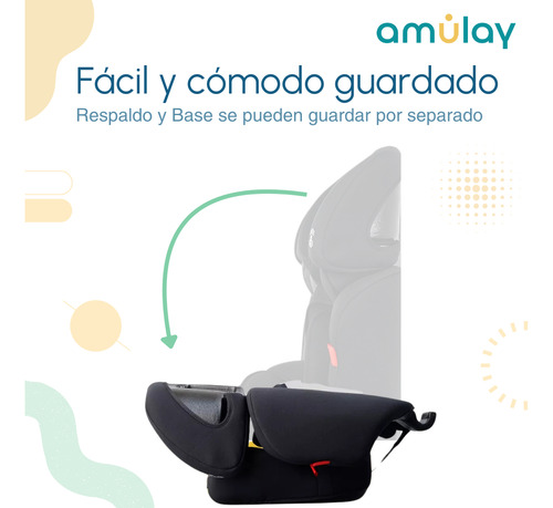 Autoasiento Booster Bebe Para Carro Amulay - Silla Seguridad Color Negro 9 a 36
