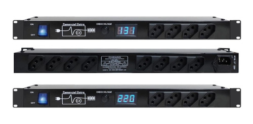 Imagem 10 de 10 de Regua De Ac Profissional Padrão Rack 12 Tomadas 10a Led Azul