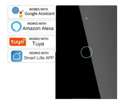 Interruptor Táctil De Pared Wifi 1 Gang Negro