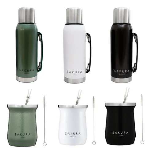 Set Termo Mate Sakura Acero Inoxidable Térmico Tienda Pepino