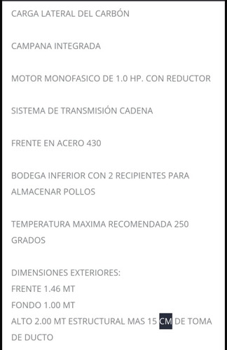 Asadora De Pollo A Carbón 48 Uni. (Usado)