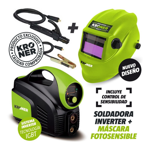 Soldadora Inverter Kroner 180 Amp + Máscara Fotosensible 