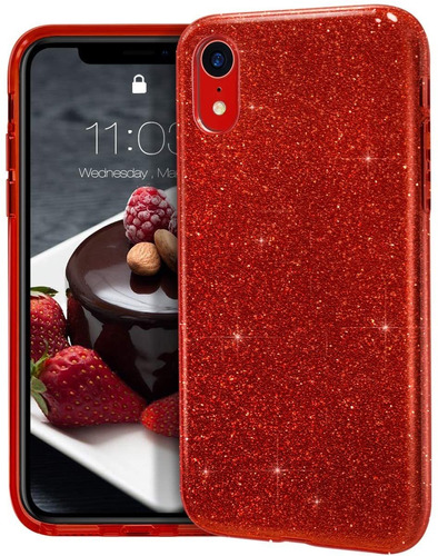 Funda Para iPhone XR, Rojo/brillante/delgada/silicona