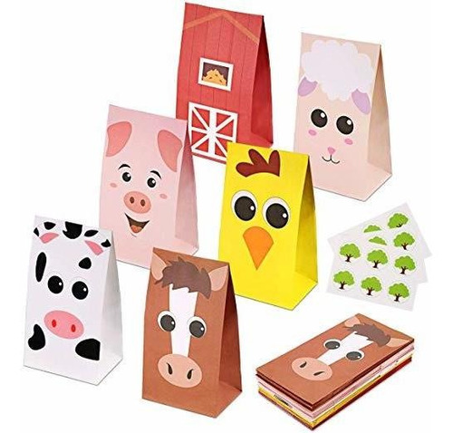 Recootic - Bolsas Para Fiestas De Animales De Granja (24 Uni