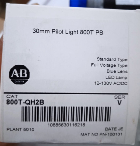 Lampara Azul: Marca: Allen Bradley, Modelo: 800t-qh2b (Usado)