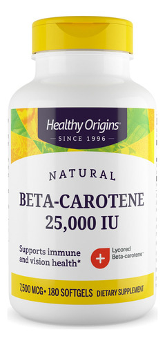 Healthy Origins Betacaroteno 25 000 Ui (7500 Mcg), Betacarot