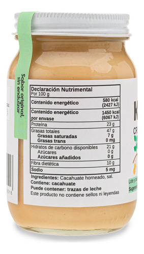 Crema De Cacahuate Crunchy, Natural Y Sin Azúcar, Marca Katingos 250g