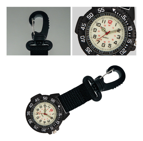 Reloj Con Mosquetón Luminous Compass Para Exteriores, Correa