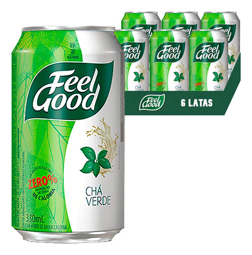 Chá Verde Feel Good 330ml (6 Latas) Kit Lata Feel Good