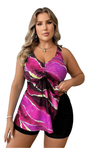 Traje Baño Gordita Plus Curvy Extra Señora Short Blusa Playa