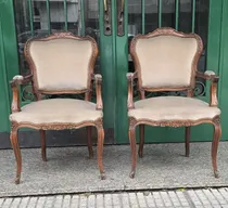 Comprar Par De Sillones Estilo Frances Luis Xv Lustrados Impecables